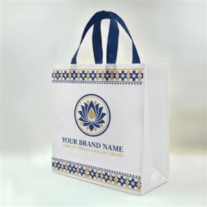 Blue & Gold Ethnic Lotus Non-Woven Box Bag