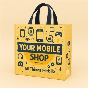 Yellow Icon Mobile Non Woven Carry Bag